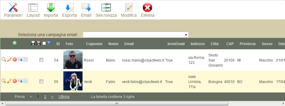 Crea Sito Web, miglior CMS, Tabelle Utente Gestione dati